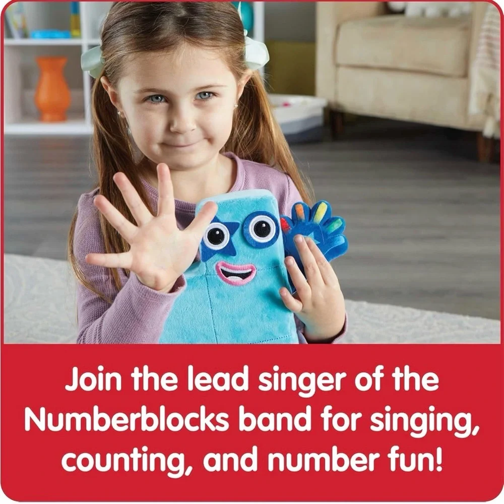 Hand2mind Sing-Along Numberblocks Five Plush, 12 Songs & Sounds from the TV Show